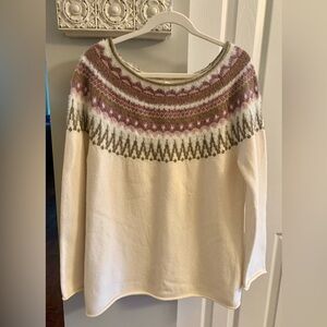 Sundance Cream and Purple Knit Fair Isle Sweater - L